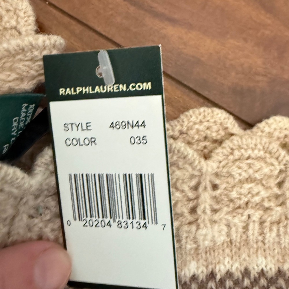 Lauren Ralph Lauren Long Knit Fair Isle Lambswool Gloves Scalloped 469N44 NEW - Picture 6 of 8